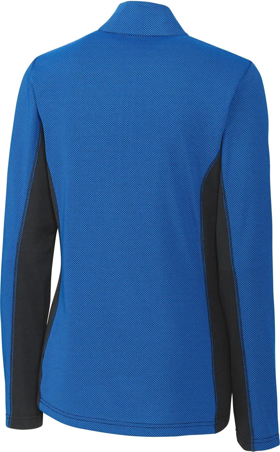 Clique Lqk00086 Ice Pique Colorblock Womens Half Zip Tech Pullover - Royal Blue - Ladies Xs