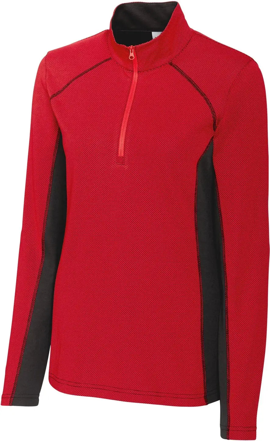 Clique Lqk00086 Ice Pique Colorblock Womens Half Zip Tech Pullover - Red - Ladies Xs