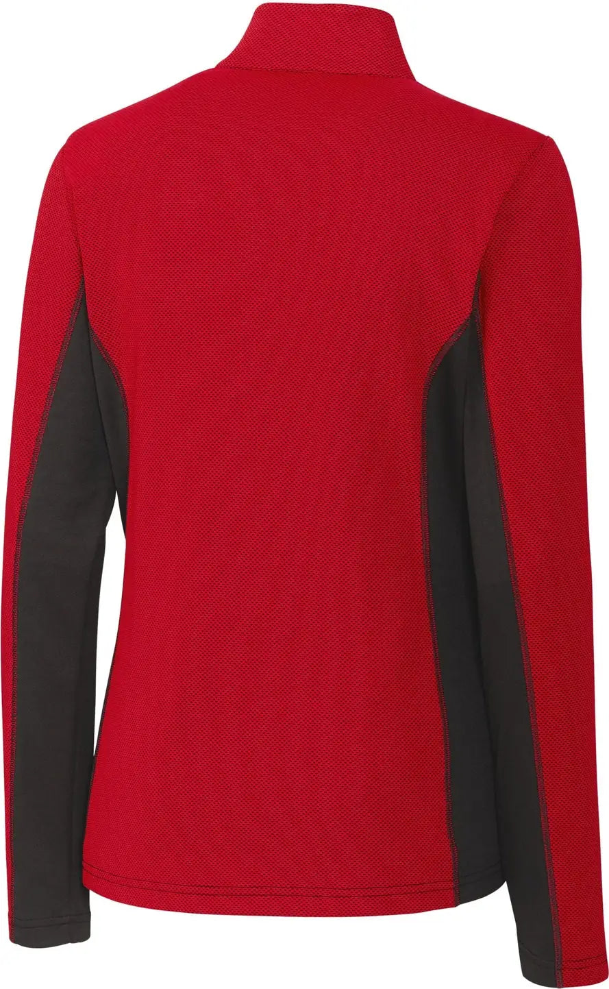 Clique Lqk00086 Ice Pique Colorblock Womens Half Zip Tech Pullover - Red - Ladies Xs