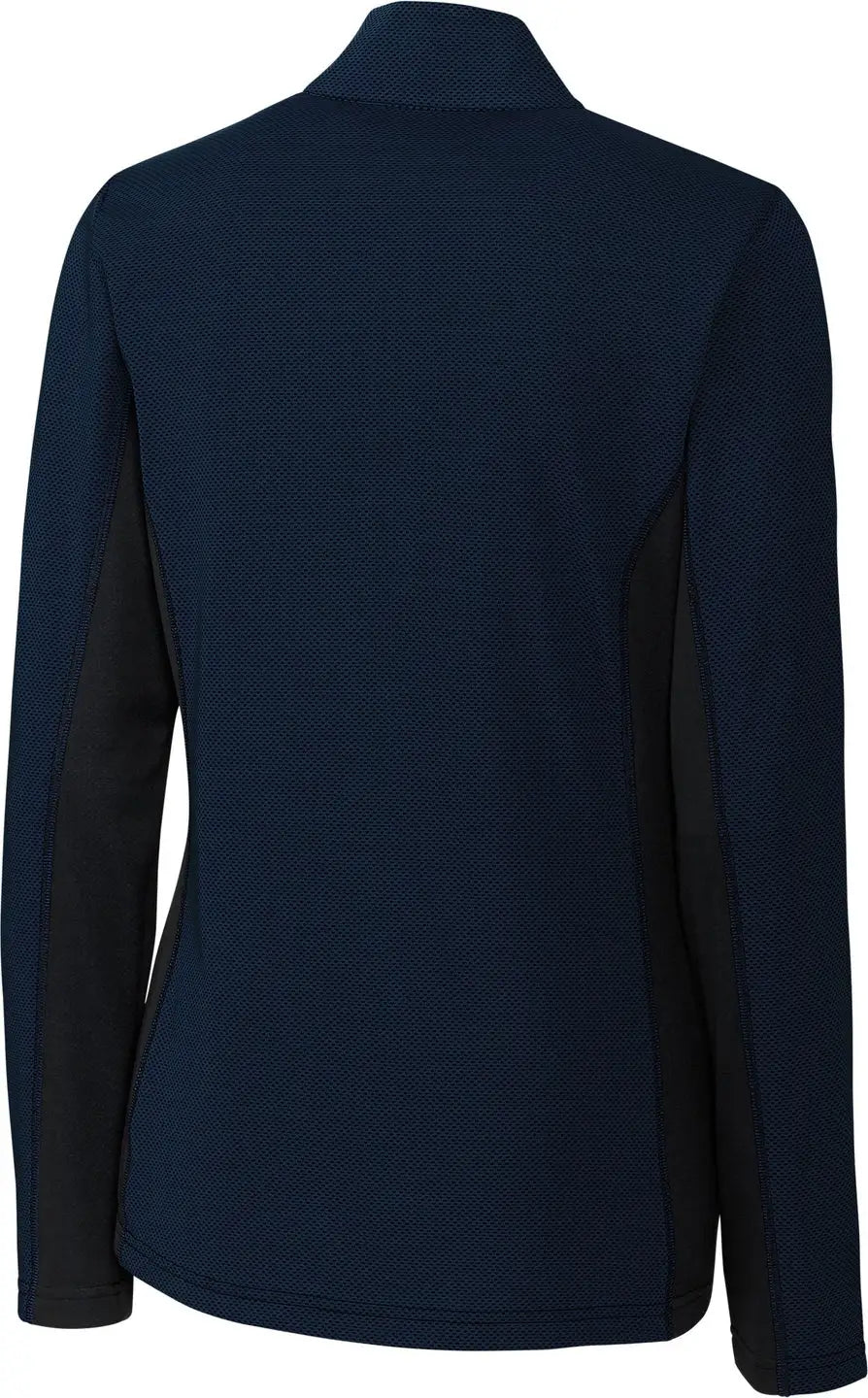 Clique Lqk00086 Ice Pique Colorblock Womens Half Zip Tech Pullover - Dark Navy