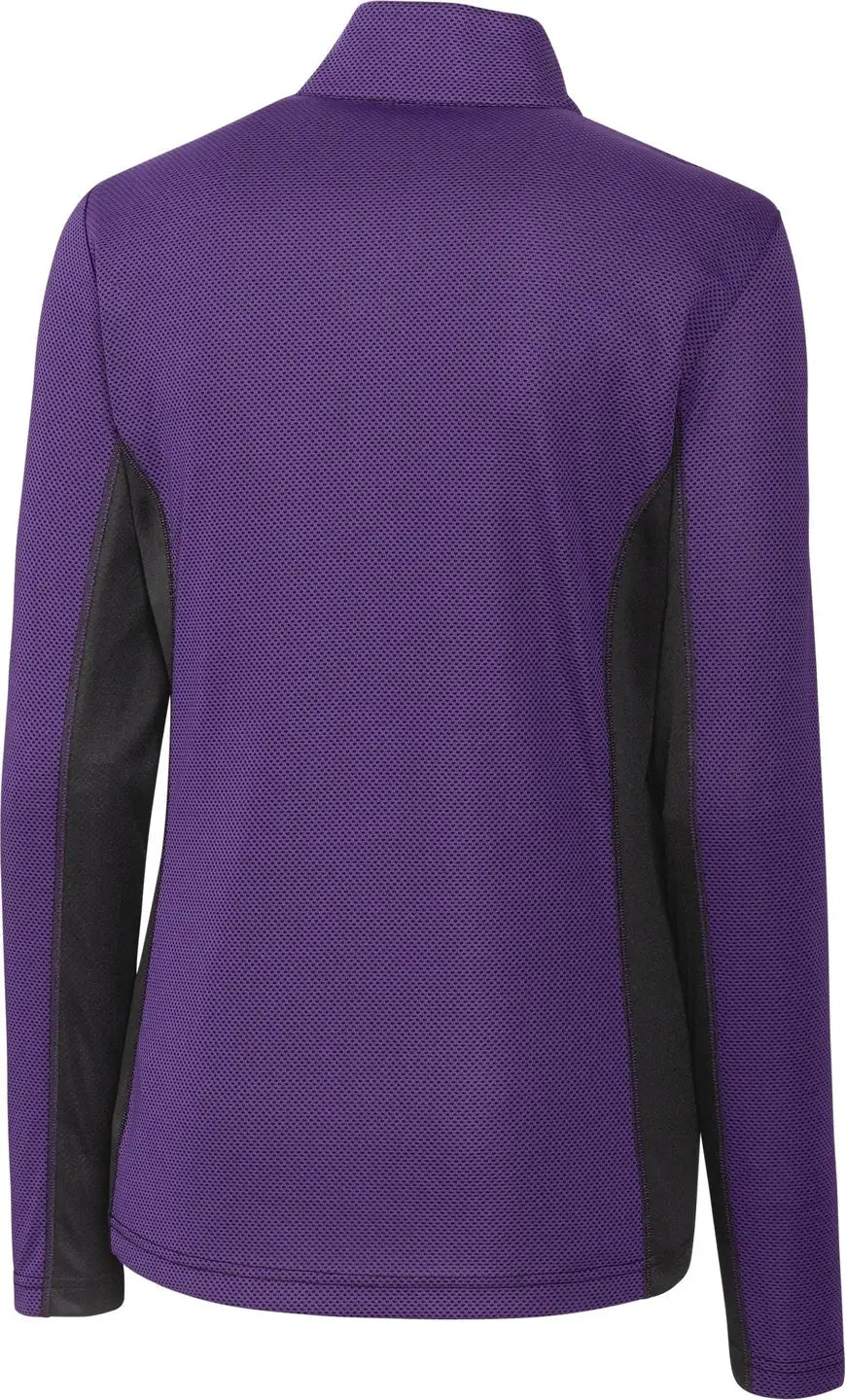 Clique Lqk00086 Ice Pique Colorblock Womens Half Zip Tech Pullover - College Purple - Ladies Xs