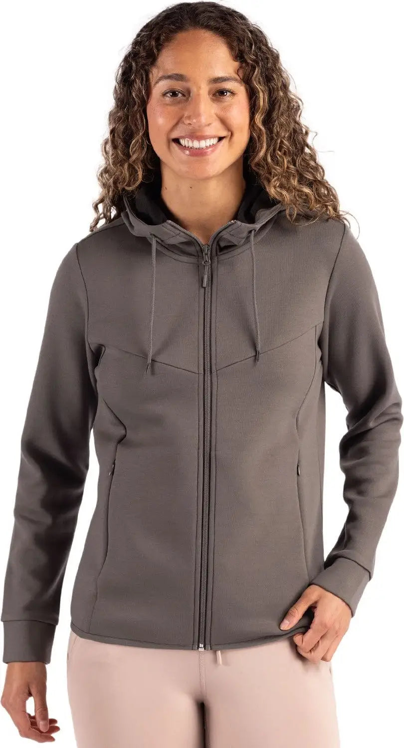 Clique Lqk00091 Haven Recycled Womens Full Zip Hooded Sweatshirt - Pure Slate - Ladies Xs