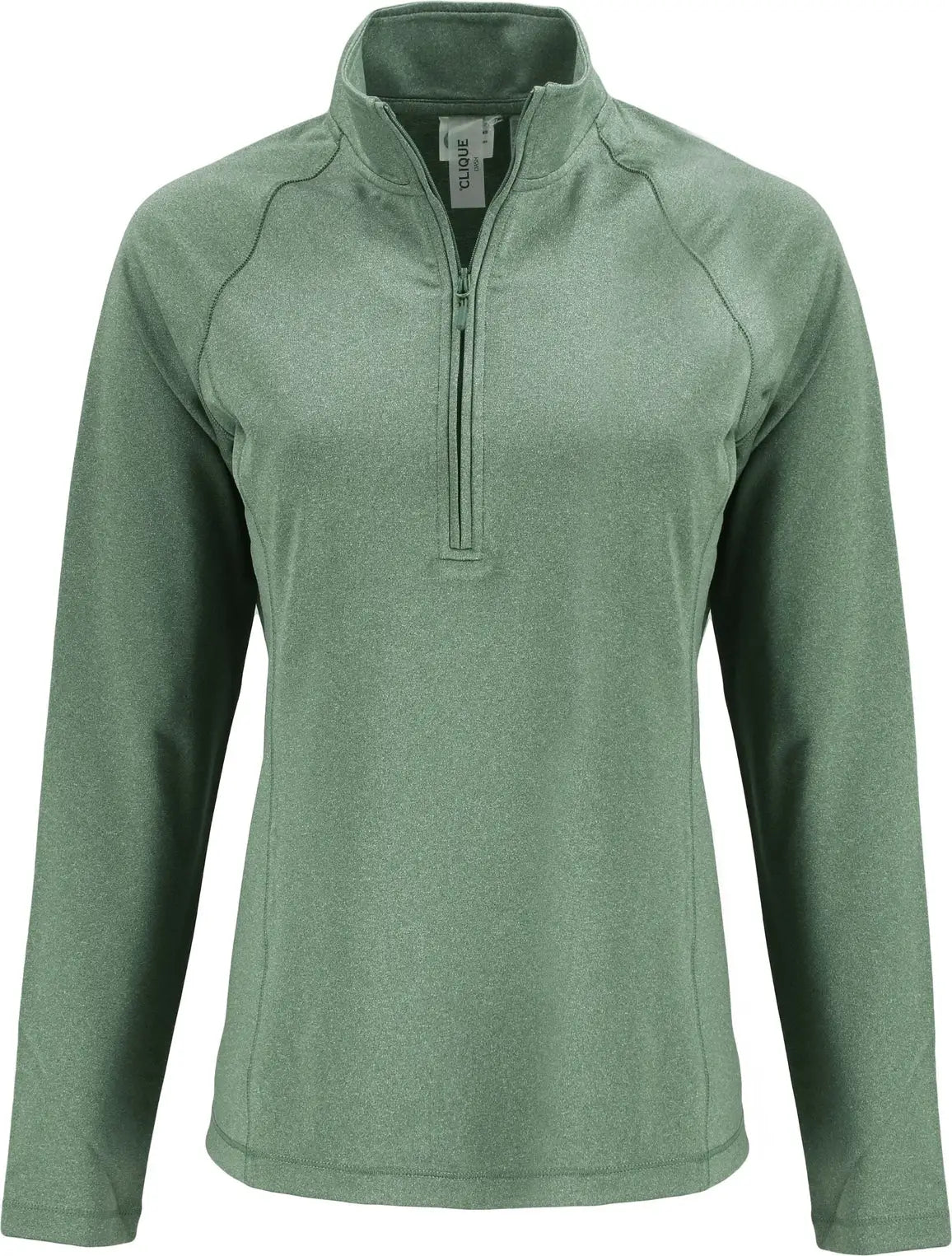 Clique Lqk00093 Dash Recycled Womens Quarter Zip Pullover - Bottle Green Heather - Ladies Xs