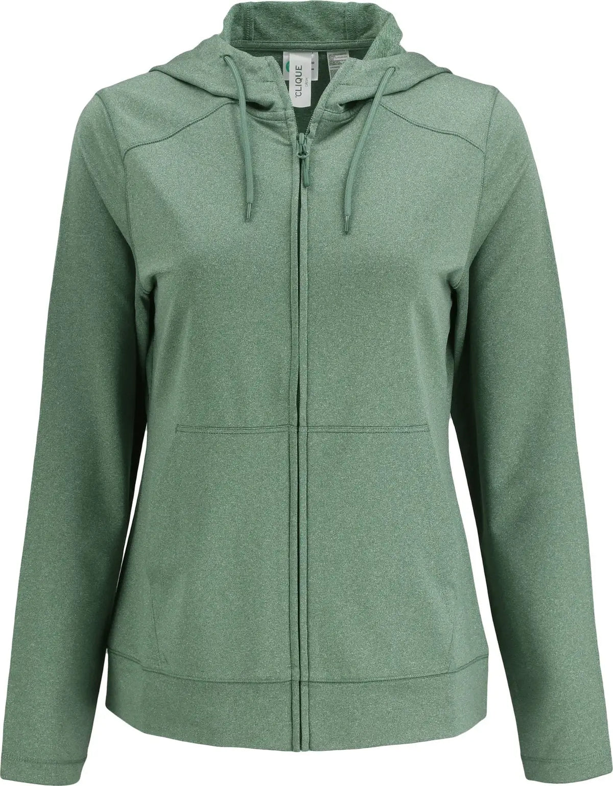 Clique Lqk00094 Dash Recycled Womens Hooded Full Zip - Bottle Green Heather - Ladies Xs