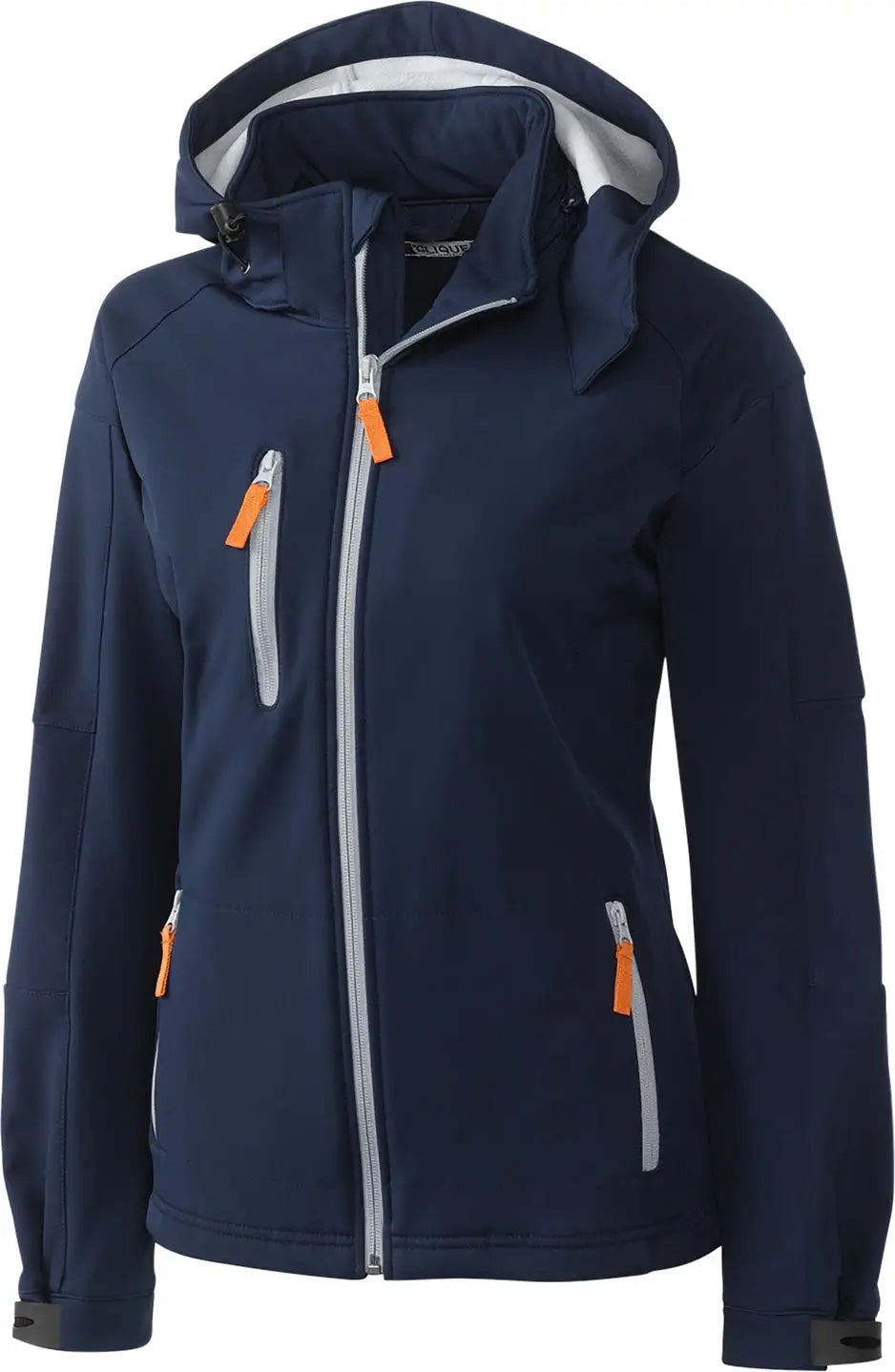 Clique Lqo00014 Serac Stretch Softshell Hooded Full Zip Womens Jacket - Navy - Ladies Xs