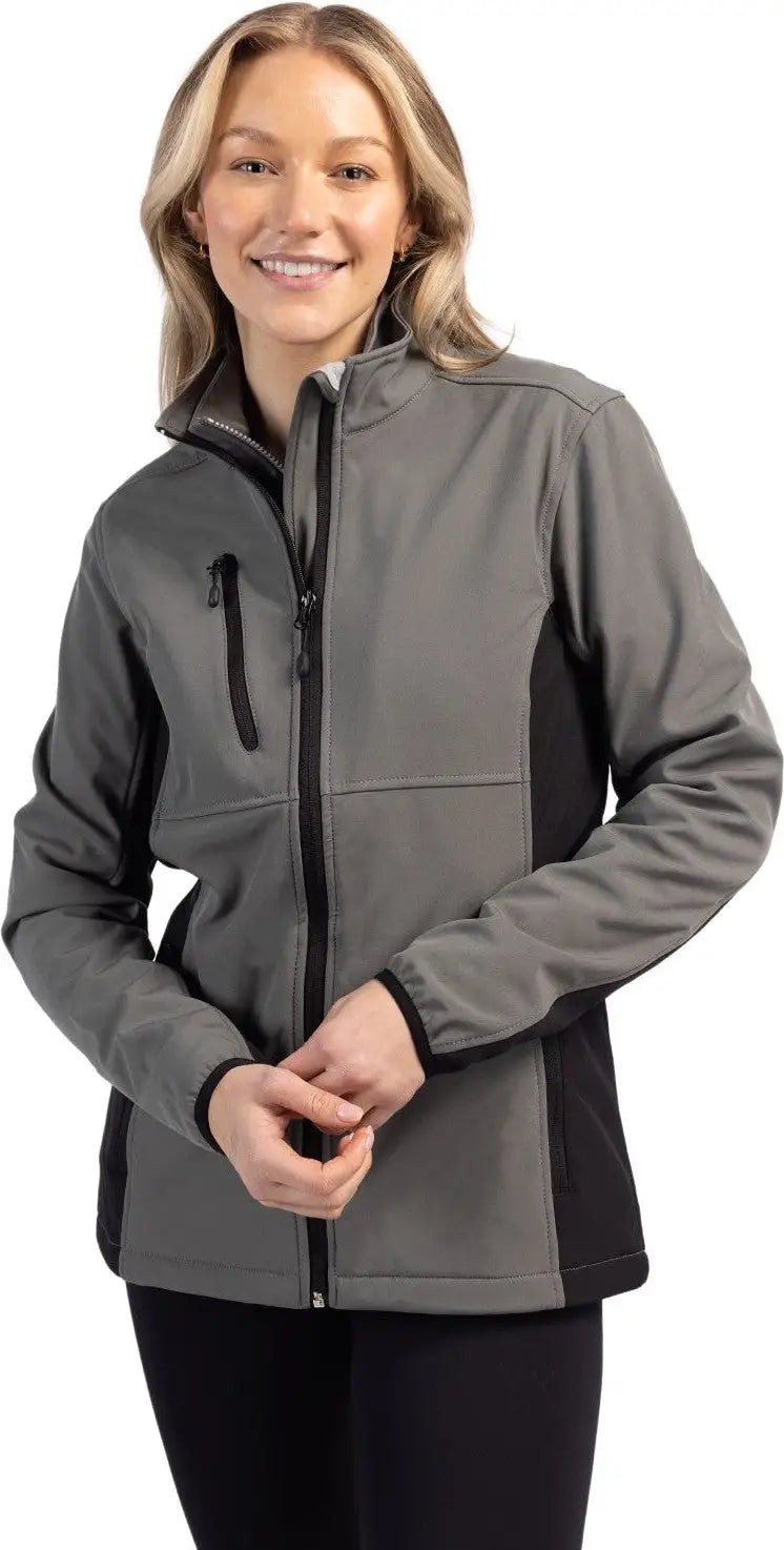 Clique Lqo00042 Narvik Eco Stretch Softshell Full Zip Womens Jacket - Pure Slate Black - Slate/black / Ladies Xs