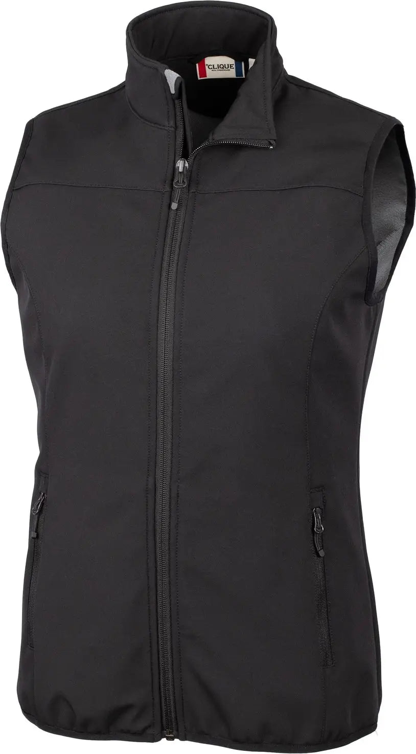 Clique Lqo00055 Trail Eco Stretch Softshell Women’s Full Zip Vest - Black - Ladies Xs