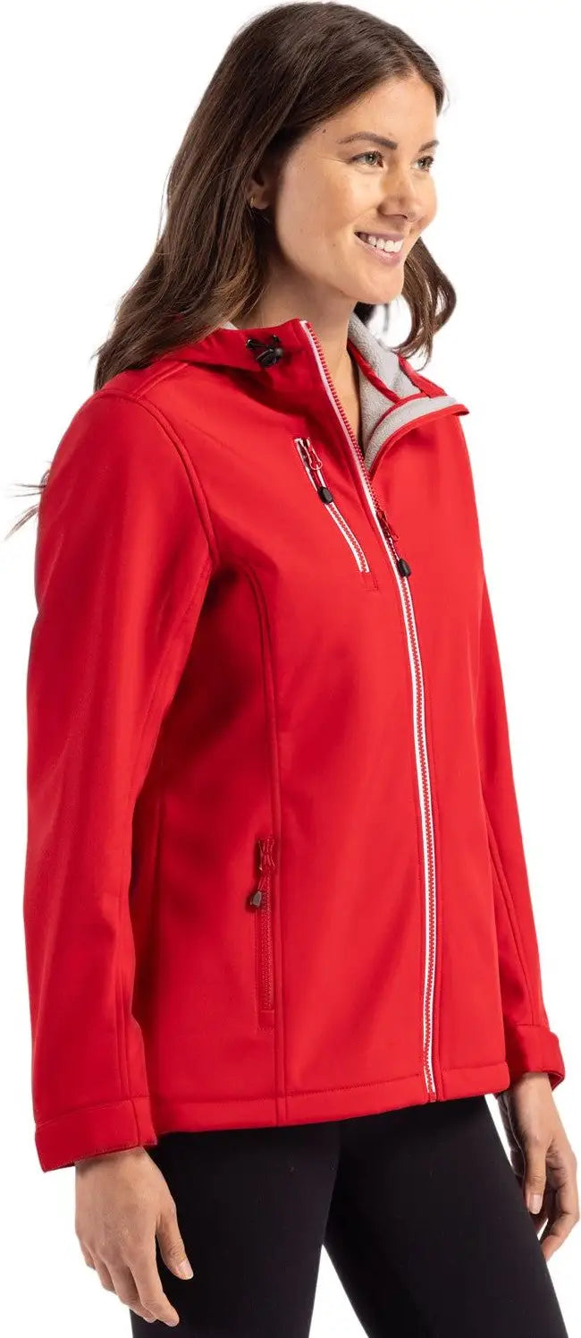 Clique Lqo00061 Telemark Eco Stretch Softshell Full Zip Womens Hooded Jacket - Red