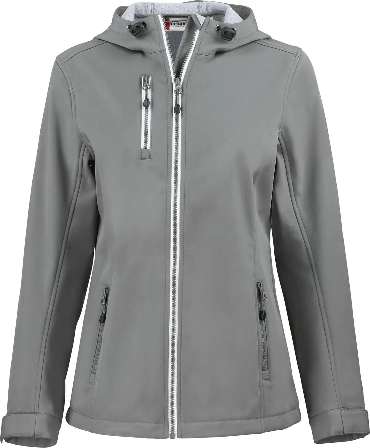 Clique Lqo00061 Telemark Eco Stretch Softshell Full Zip Womens Hooded Jacket - Pure Slate