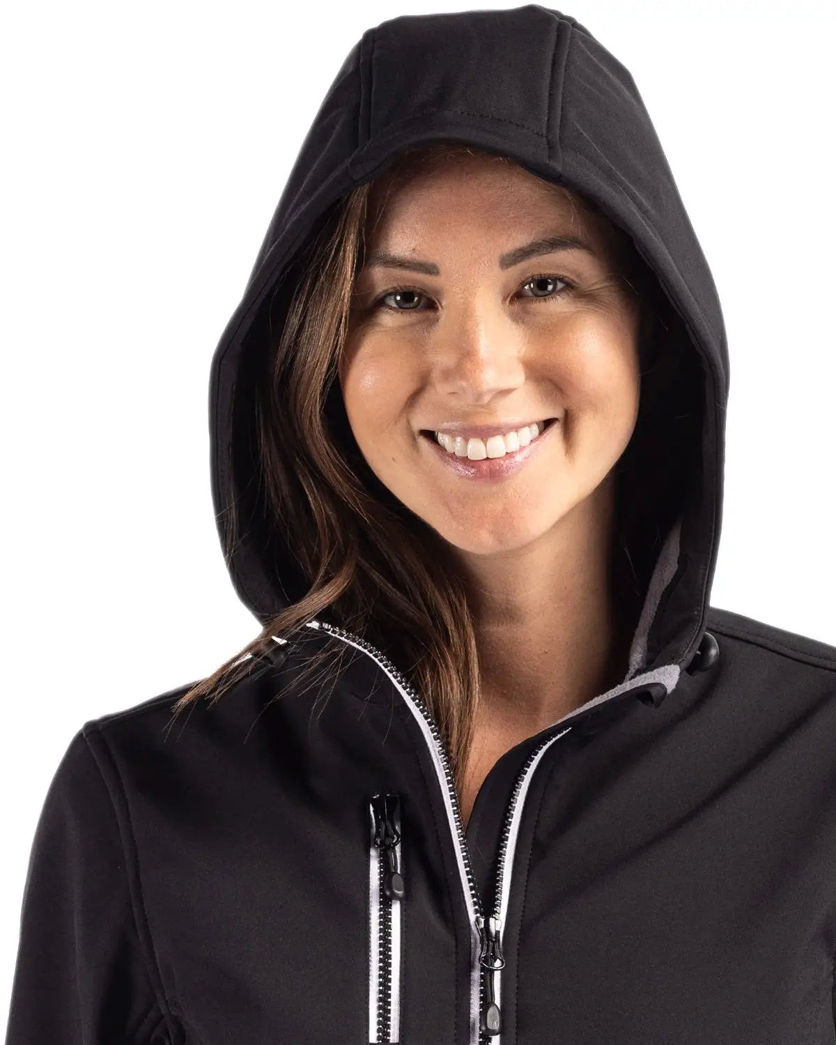 Clique Lqo00061 Telemark Eco Stretch Softshell Full Zip Womens Hooded Jacket - Black