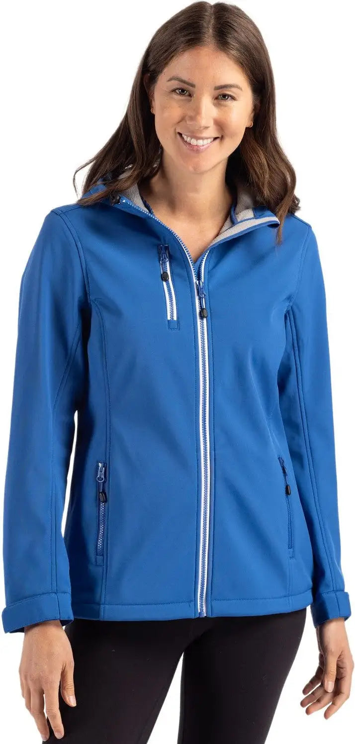 Clique Lqo00061 Telemark Eco Stretch Softshell Full Zip Womens Hooded Jacket - Royal Blue - Ladies Xs