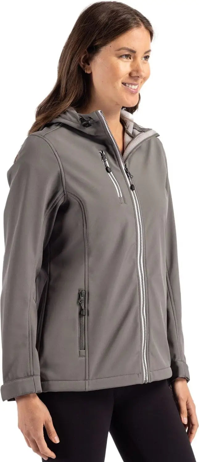 Clique Lqo00061 Telemark Eco Stretch Softshell Full Zip Womens Hooded Jacket - Pure Slate