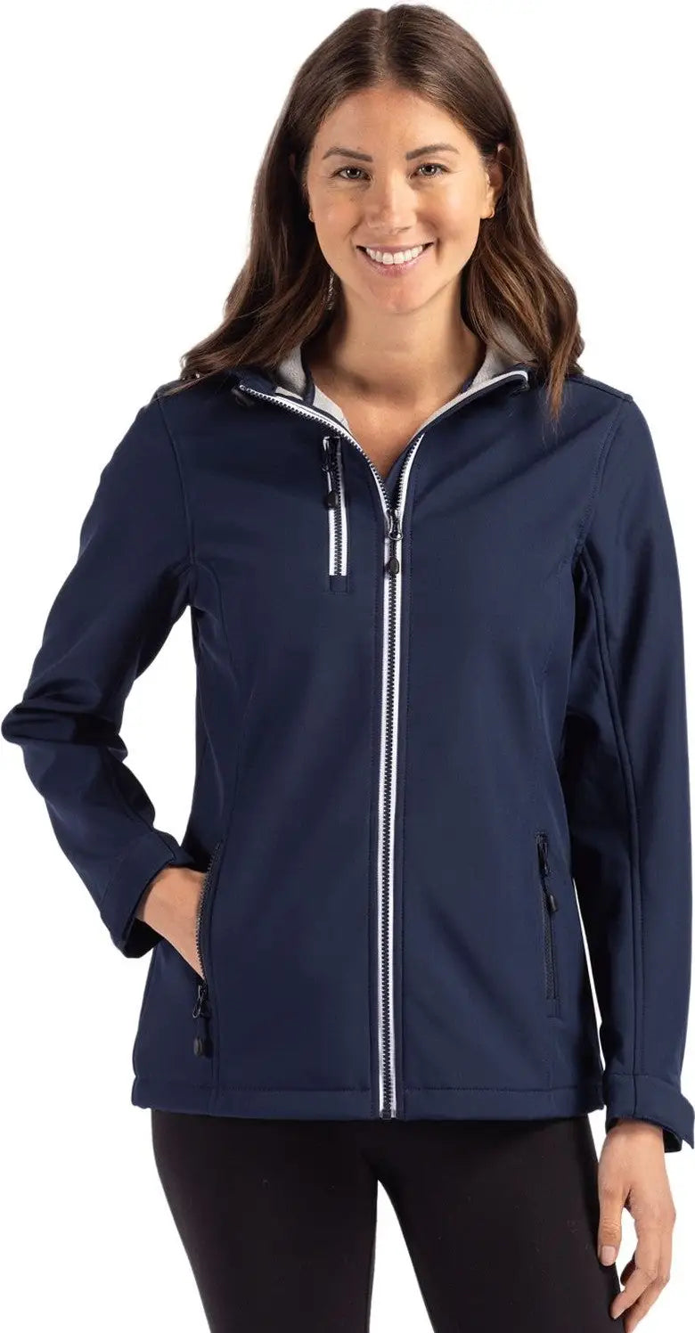 Clique Lqo00061 Telemark Eco Stretch Softshell Full Zip Womens Hooded Jacket - Dark Navy - Ladies Xs