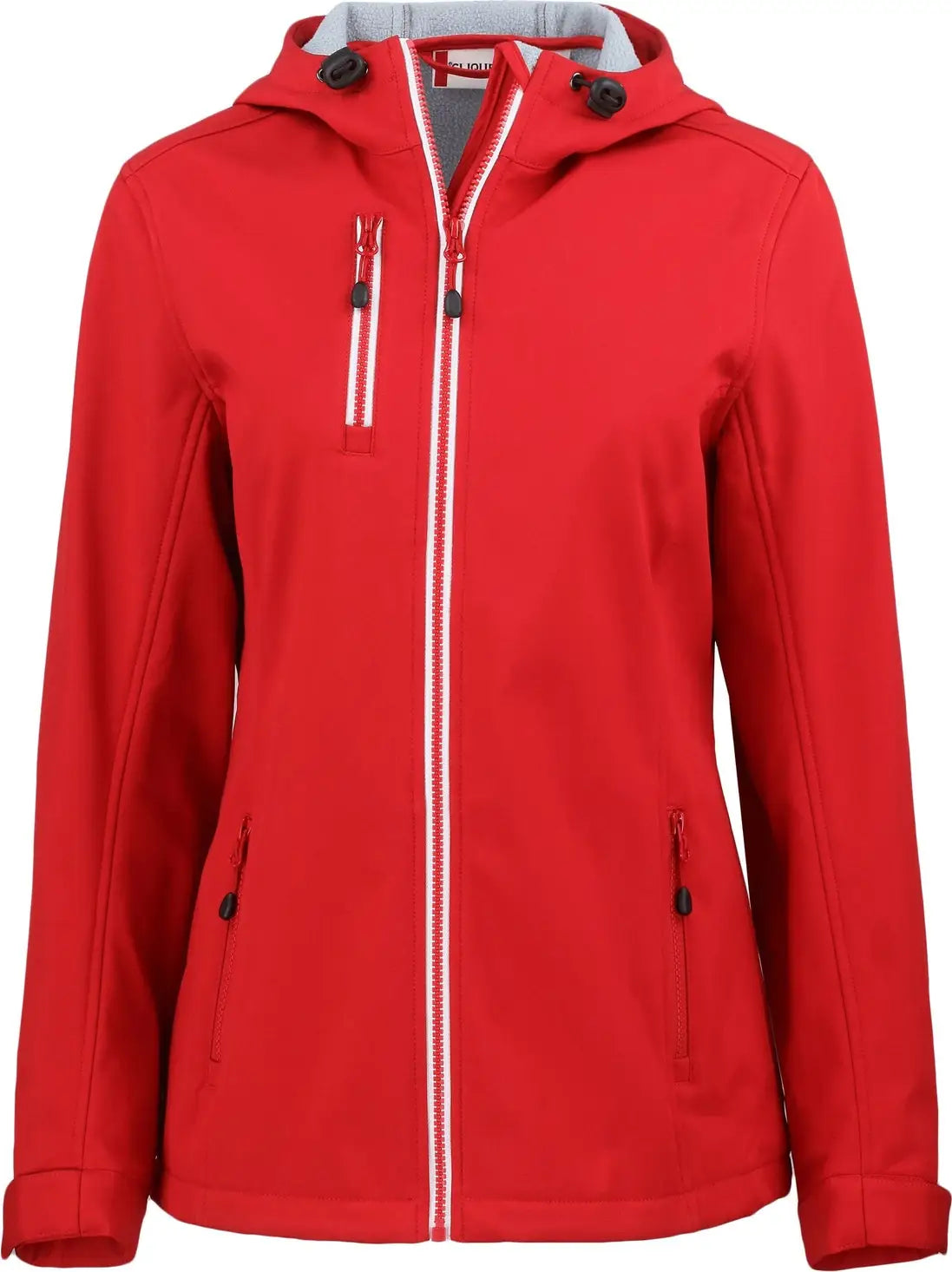 Clique Lqo00061 Telemark Eco Stretch Softshell Full Zip Womens Hooded Jacket - Red