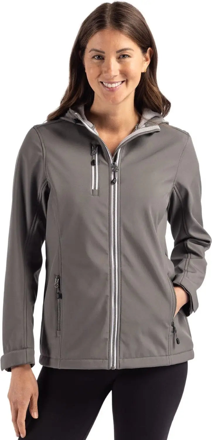 Clique Lqo00061 Telemark Eco Stretch Softshell Full Zip Womens Hooded Jacket - Pure Slate - Ladies Xs