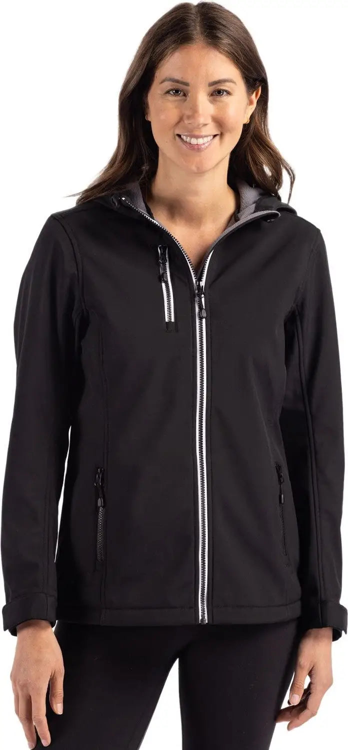 Clique Lqo00061 Telemark Eco Stretch Softshell Full Zip Womens Hooded Jacket - Black - Ladies Xs