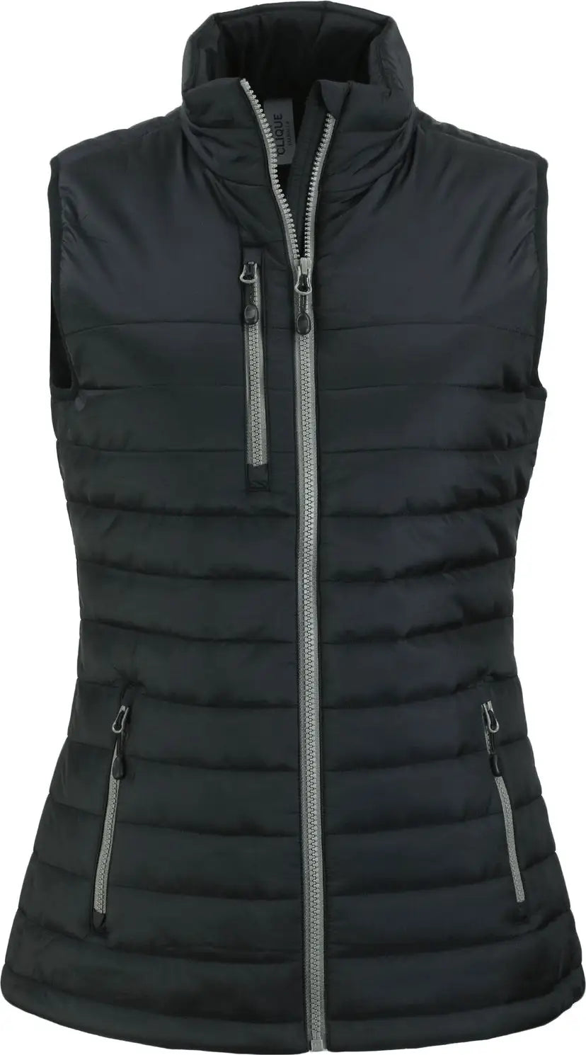 Clique Lqo00066 Valhalla Full Zip Womens Puffer Vest - Black