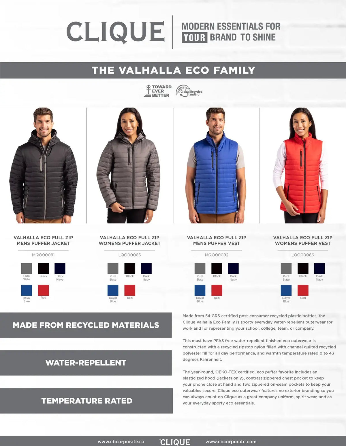 Clique Lqo00066 Valhalla Full Zip Womens Puffer Vest - Black