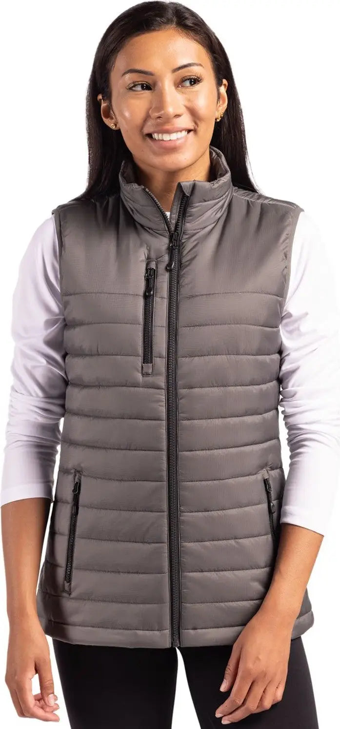 Clique Lqo00066 Valhalla Full Zip Womens Puffer Vest - Pure Slate - Ladies Xs