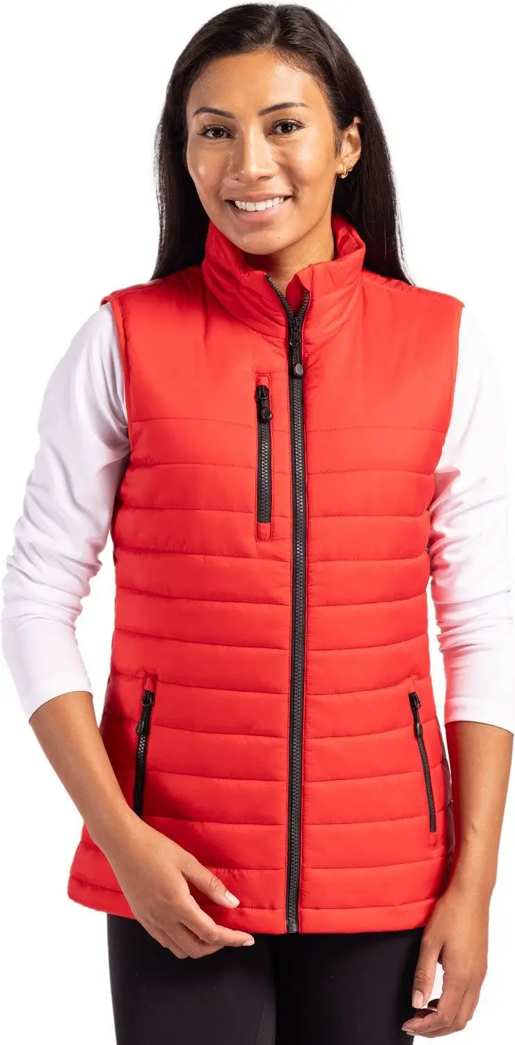 Clique Lqo00066 Valhalla Full Zip Womens Puffer Vest - Red - Ladies Xs