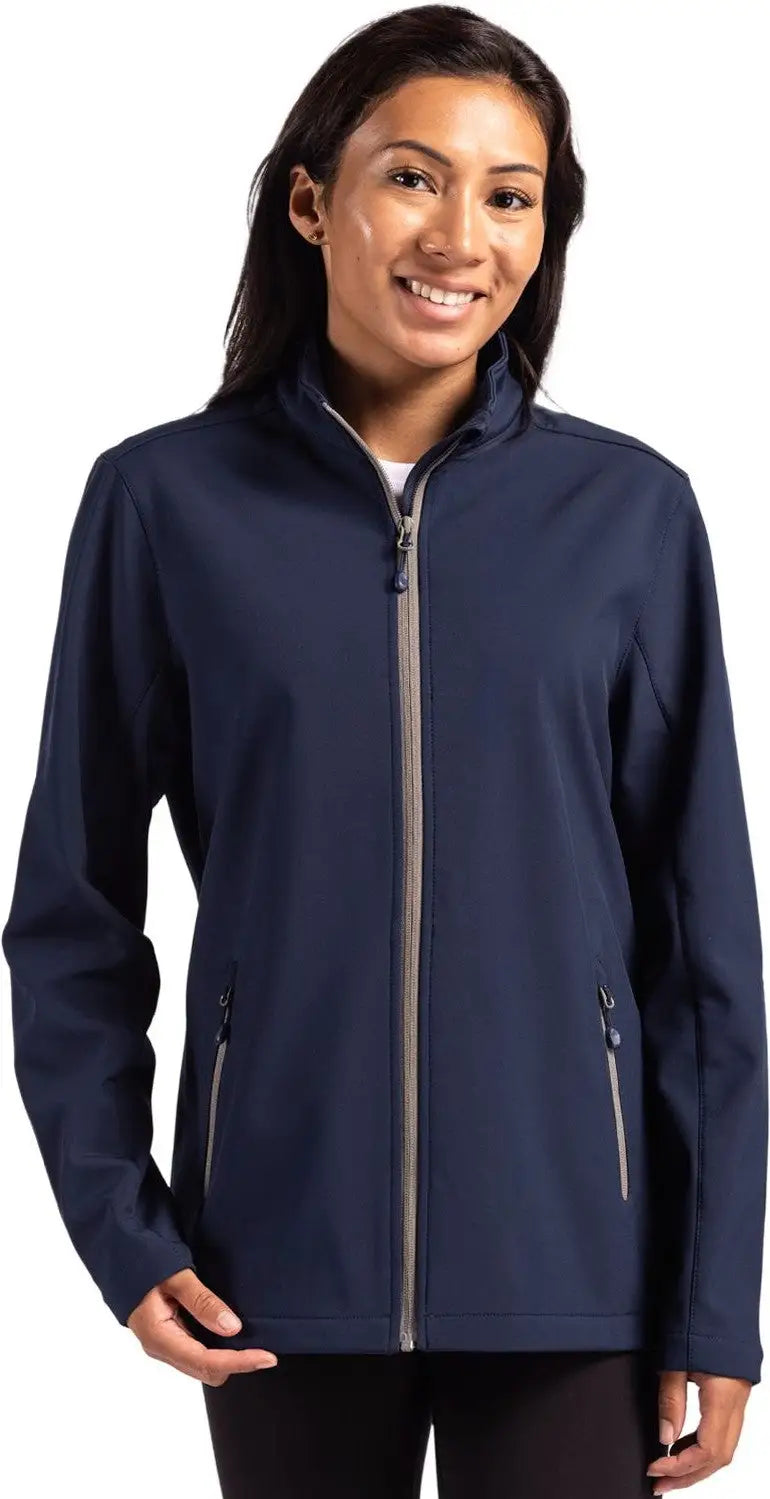 Clique Lqo00068 Tempo Stretch Full Zip Womens Softshell Jacket - Dark Navy Pure Slate - Navy/pure / Ladies Xs