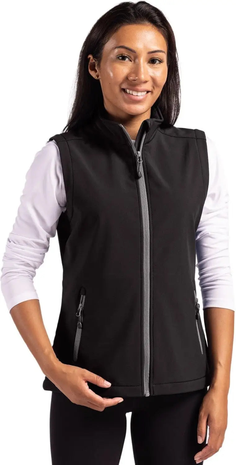 Clique Lqo00069 Tempo Stretch Full Zip Womens Softshell Vest - Black Pure Slate - Black/pure / Ladies Xs