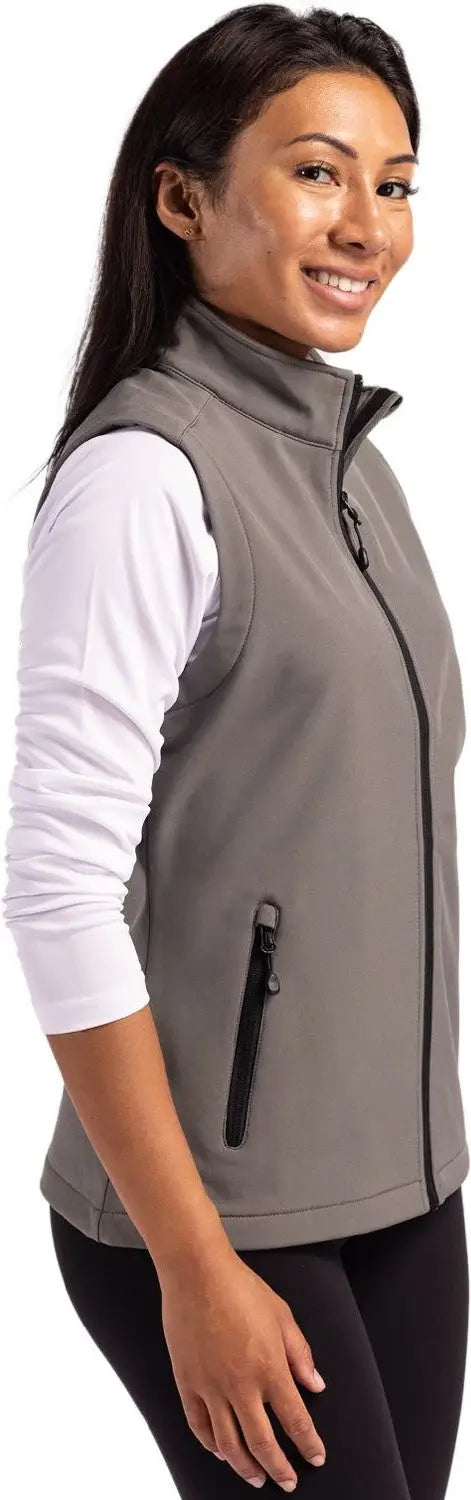 Clique Lqo00069 Tempo Stretch Full Zip Womens Softshell Vest - Pure Slate Black