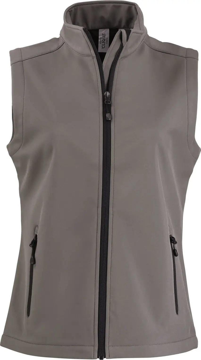 Clique Lqo00069 Tempo Stretch Full Zip Womens Softshell Vest - Pure Slate Black