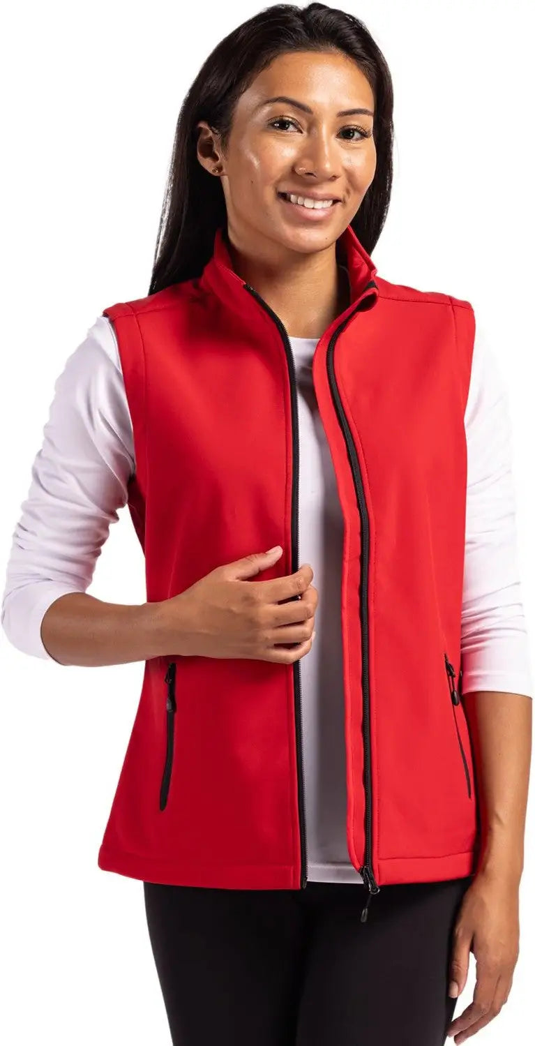 Clique Lqo00069 Tempo Stretch Full Zip Womens Softshell Vest - Red Black