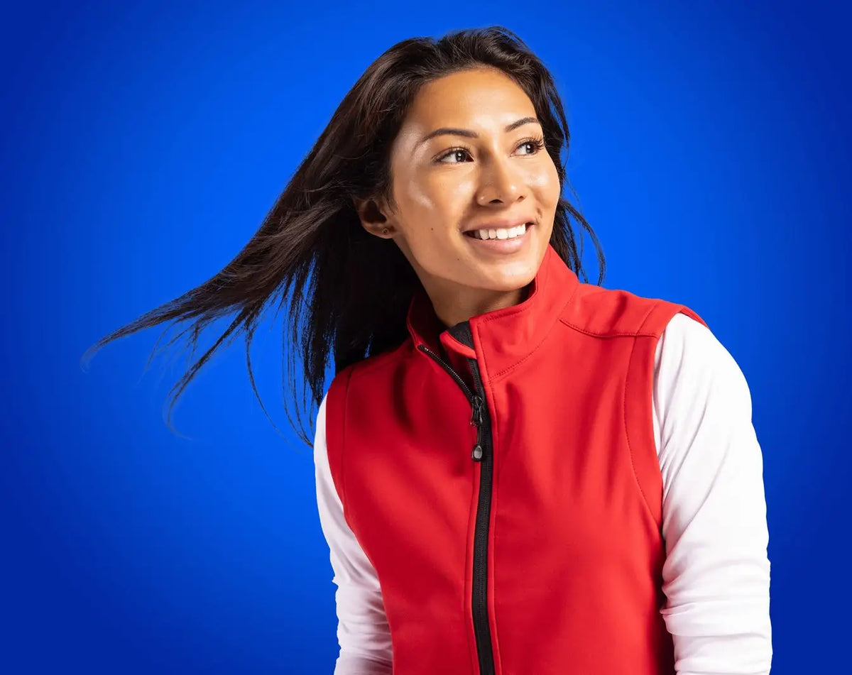 Clique Lqo00069 Tempo Stretch Full Zip Womens Softshell Vest - Red Black