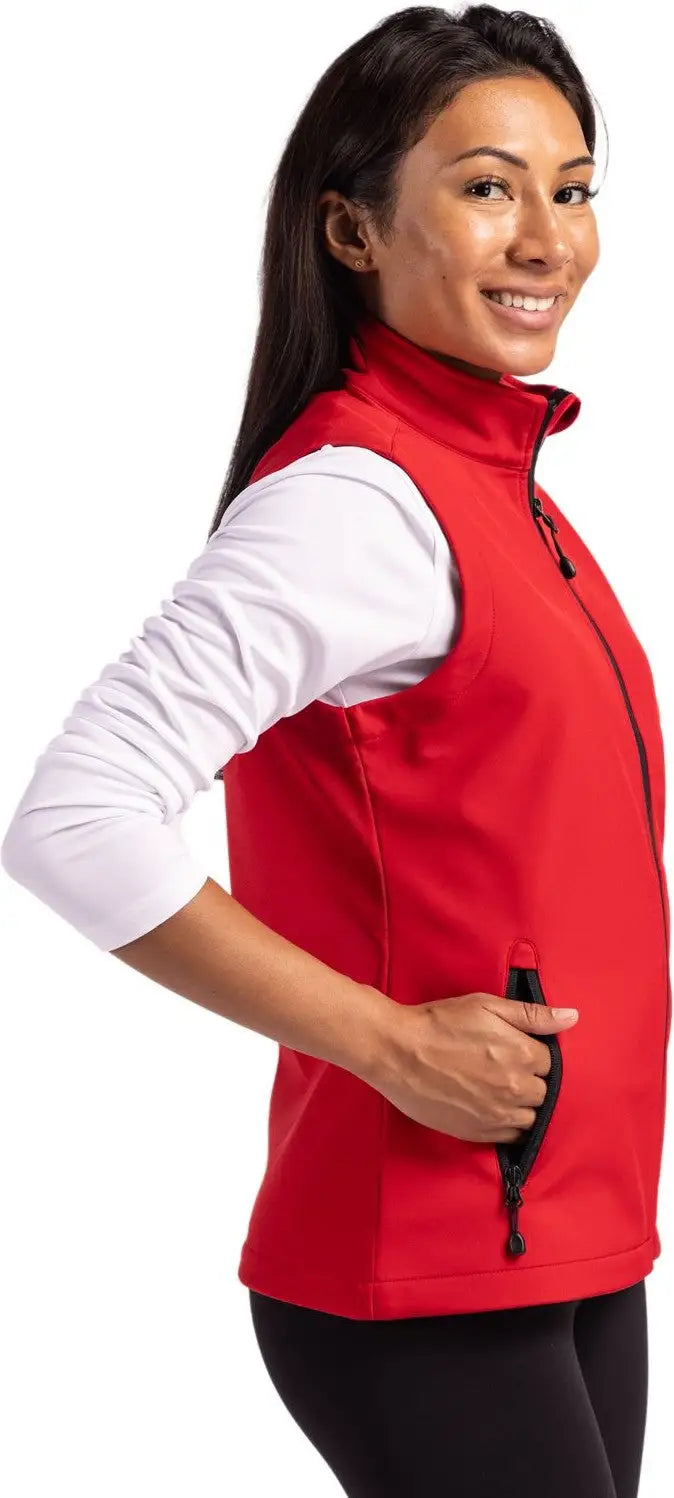 Clique Lqo00069 Tempo Stretch Full Zip Womens Softshell Vest - Red Black