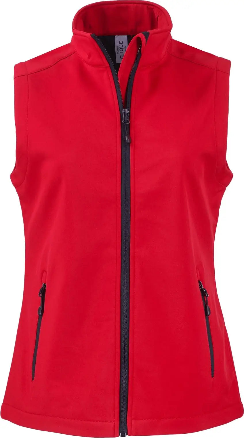 Clique Lqo00069 Tempo Stretch Full Zip Womens Softshell Vest - Red Black
