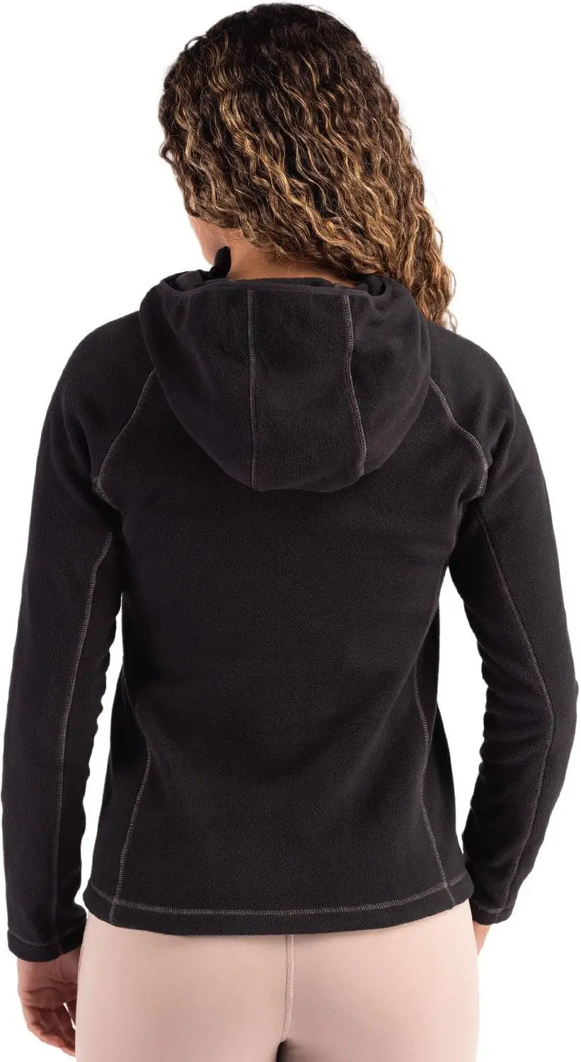 Clique Lqo00073 Powder Recycled Fleece Womens Half Zip Hooded Pullover - Black