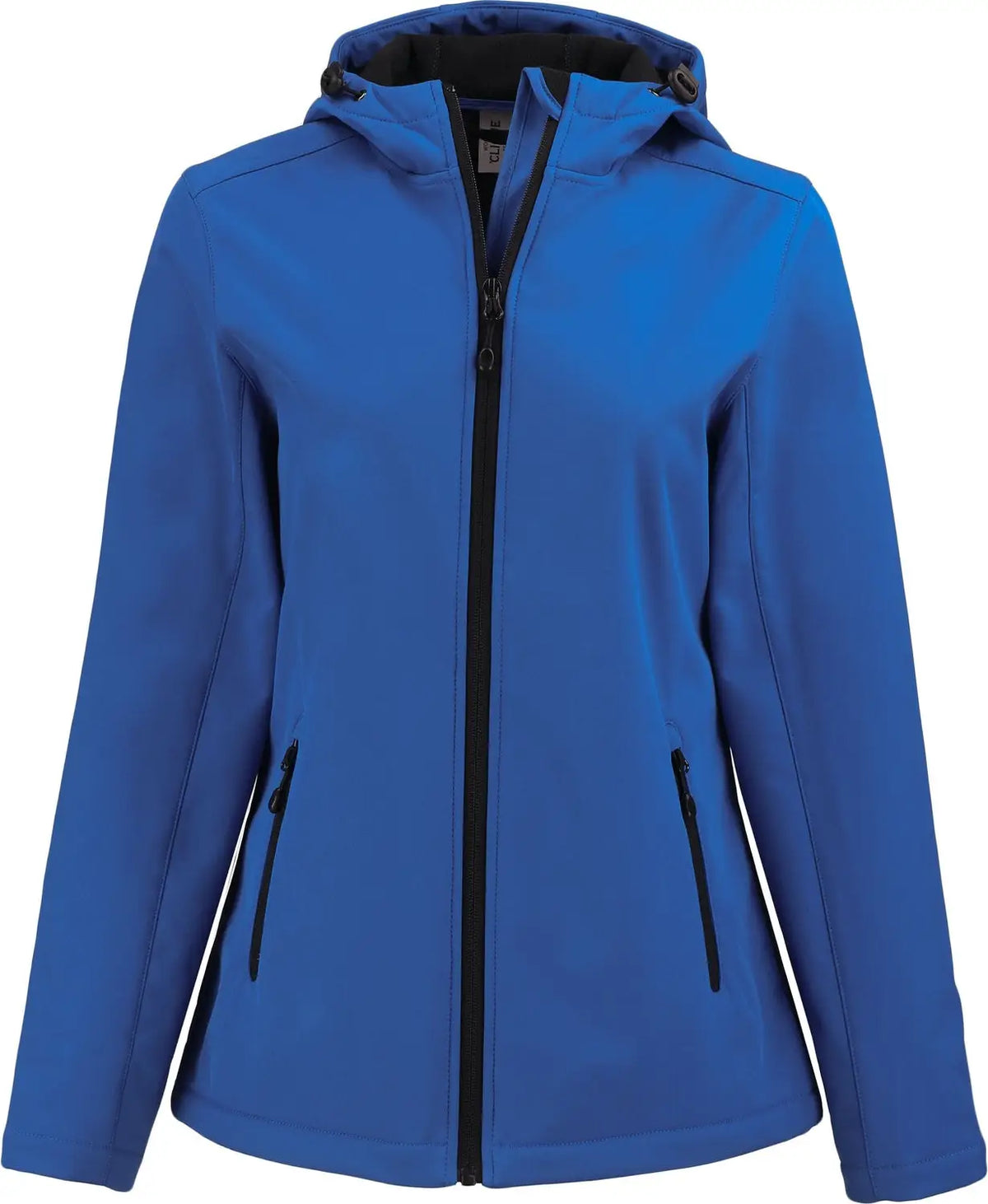 Clique Lqo00075 Tempo Recycled Stretch Softshell Womens Hooded Jacket - Royal Blue Black