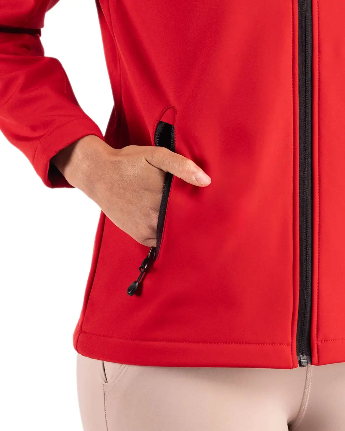 Clique Lqo00075 Tempo Recycled Stretch Softshell Womens Hooded Jacket - Red Black