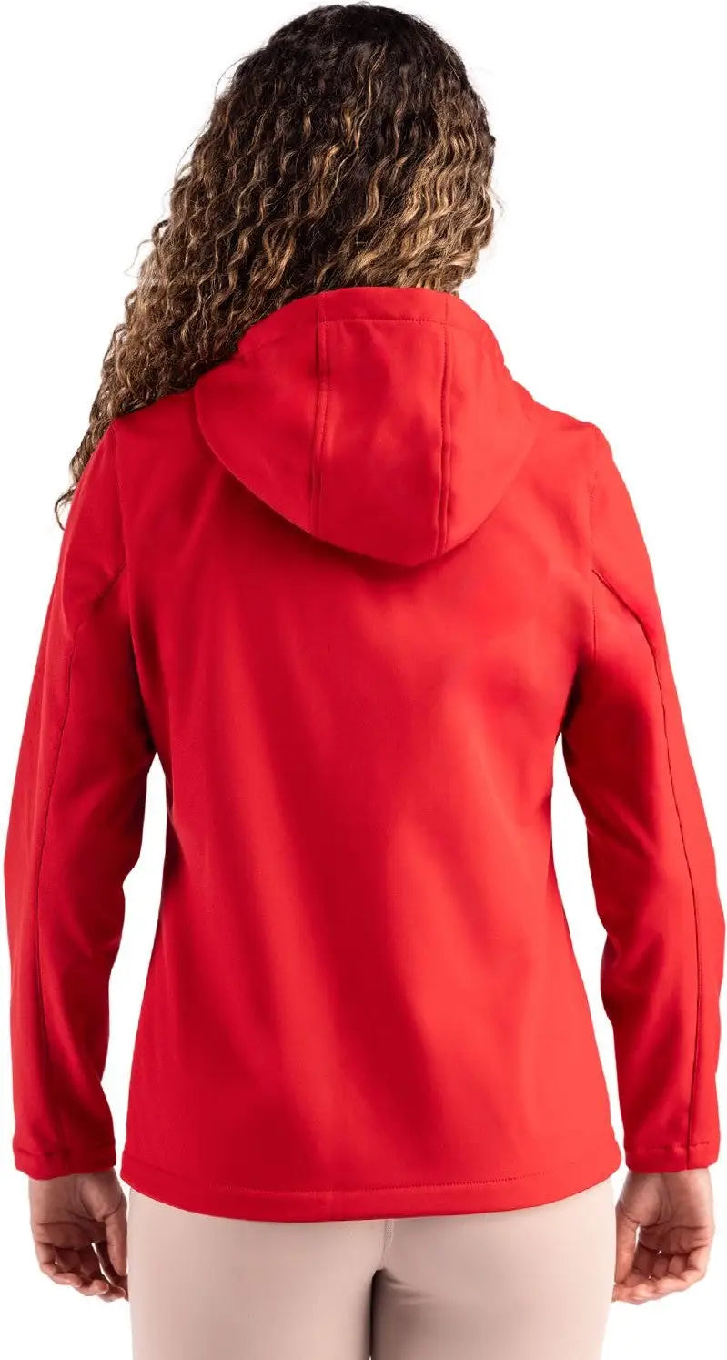 Clique Lqo00075 Tempo Recycled Stretch Softshell Womens Hooded Jacket - Red Black