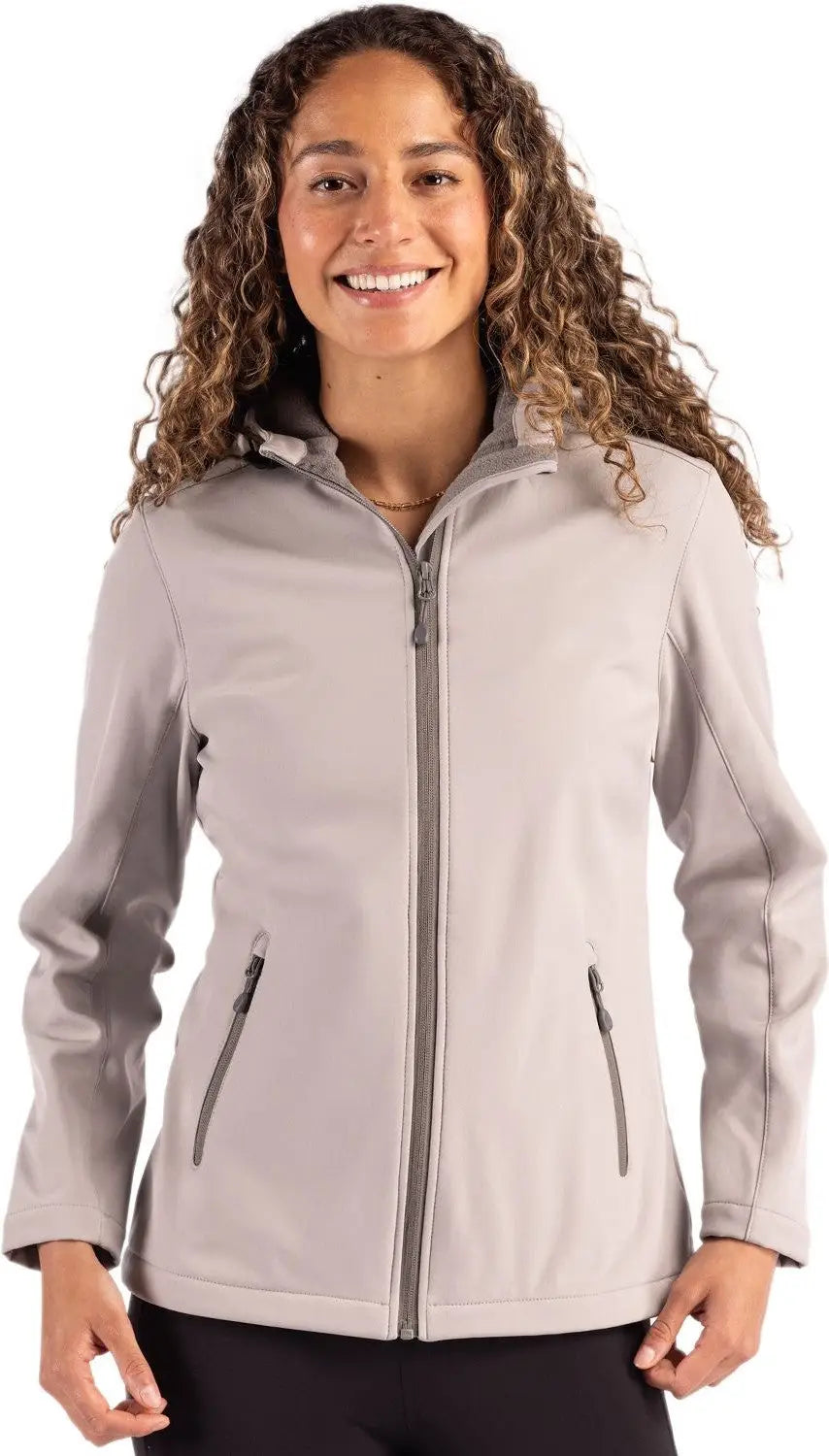 Clique Lqo00075 Tempo Recycled Stretch Softshell Womens Hooded Jacket - Silver Gray Pure Slate - Gray/pure / Ladies Xs
