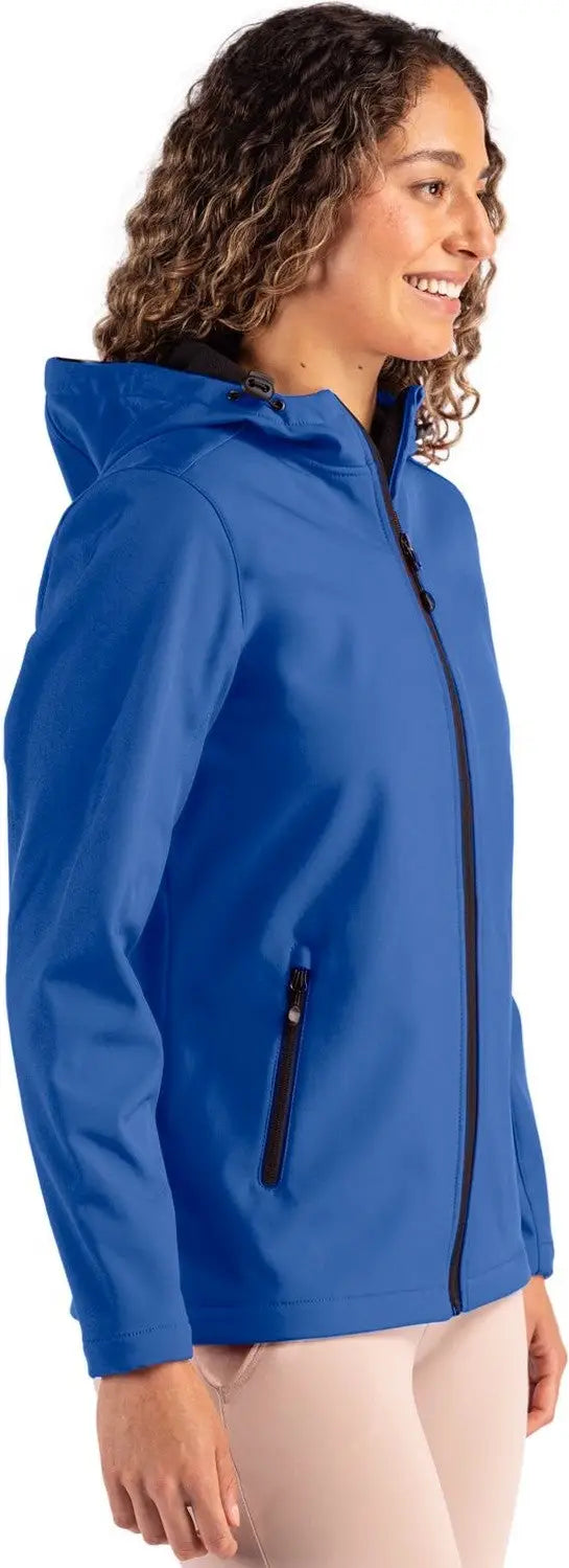 Clique Lqo00075 Tempo Recycled Stretch Softshell Womens Hooded Jacket - Royal Blue Black