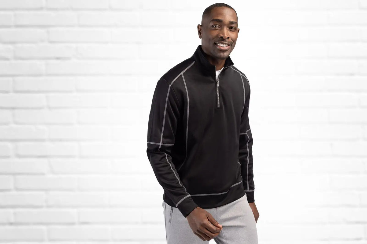 Clique Mqk00049 Helsa Performance Mens Half Zip Pullover Sweatshirt - Black