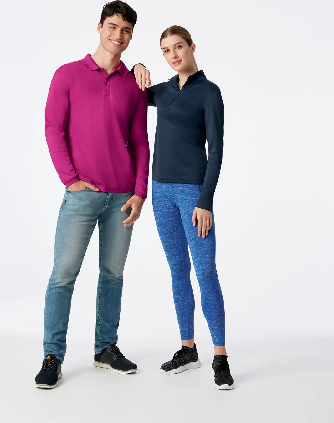 Clique Mqk00077 Spin Eco Performance Pique Long Sleeve Mens Polo - Gala Pink