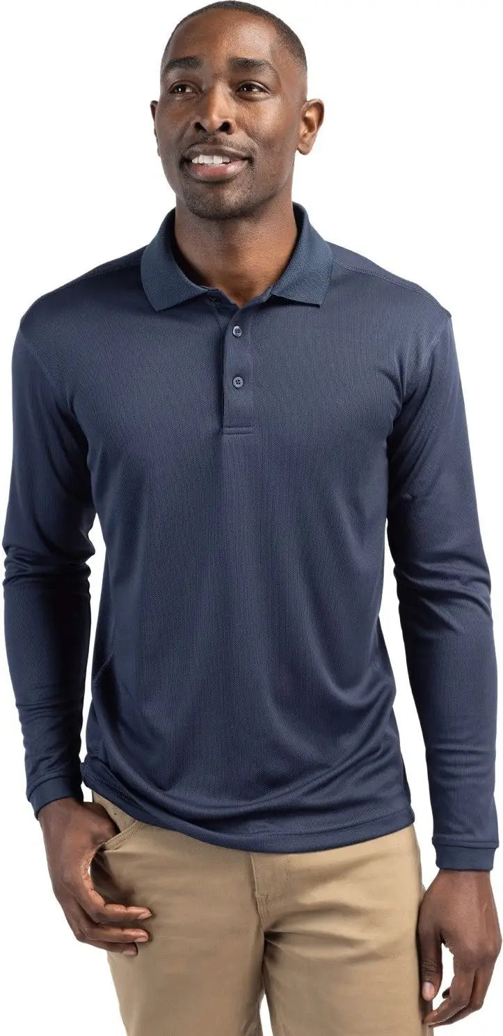 Clique Mqk00079 Ice Pique Mens Long Sleeve Tech Polo - Dark Navy - Adult s