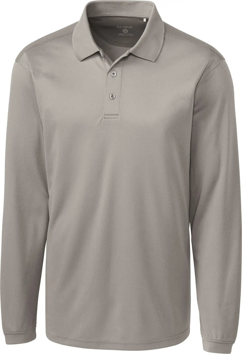 Clique Mqk00079 Ice Pique Mens Long Sleeve Tech Polo - Silver