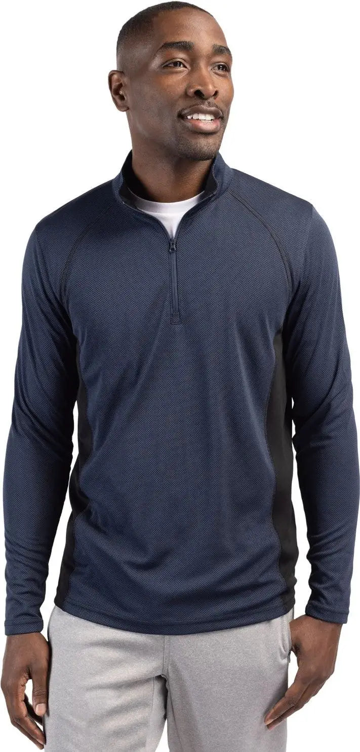 Clique Mqk00100 Ice Pique Colorblock Mens Half Zip Tech Pullover - Dark Navy - Adult s