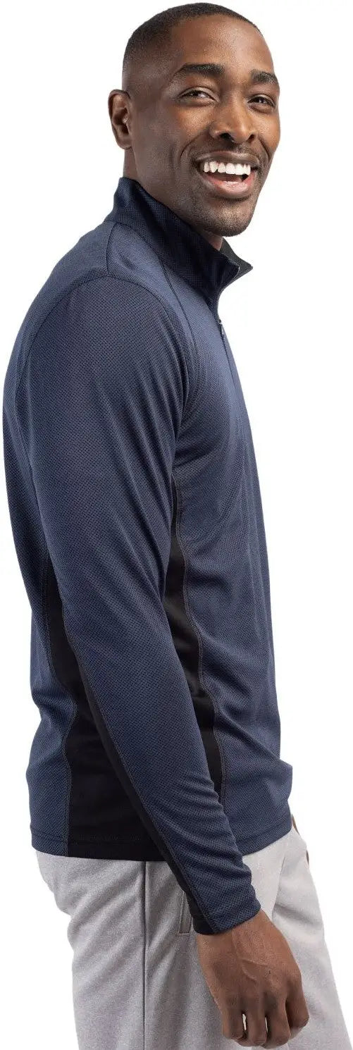Clique Mqk00100 Ice Pique Colorblock Mens Half Zip Tech Pullover - Dark Navy
