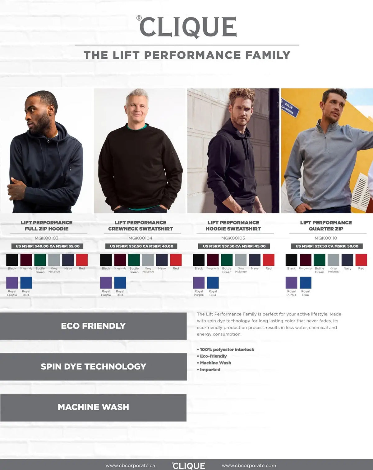 Clique Mqk00104 Lift Eco Performance Unisex Crewneck Sweatshirt - Black