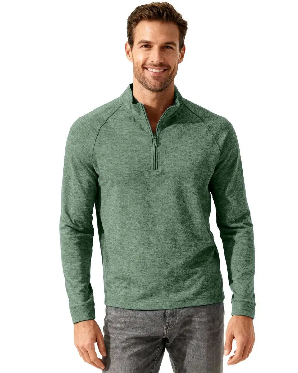Clique Mqk00120 Dash Recycled Mens Quarter Zip Pullover - Bottle Green Heather