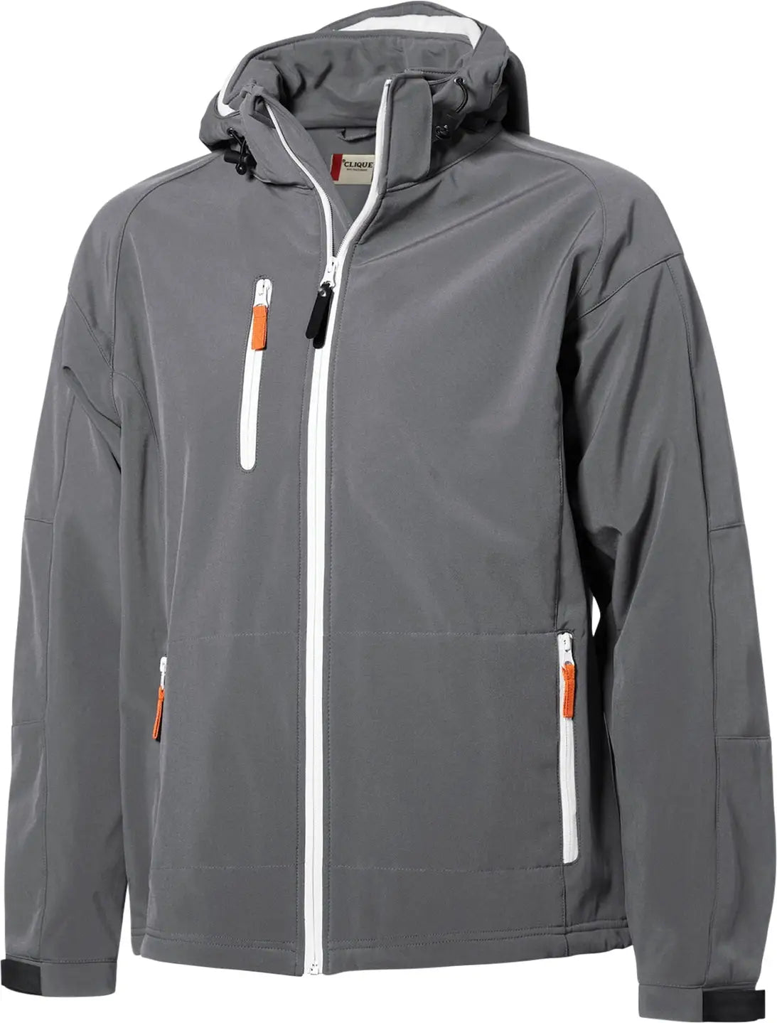 Clique Mqo00022 Serac Stretch Softshell Hooded Full Zip Mens Jacket - Gray
