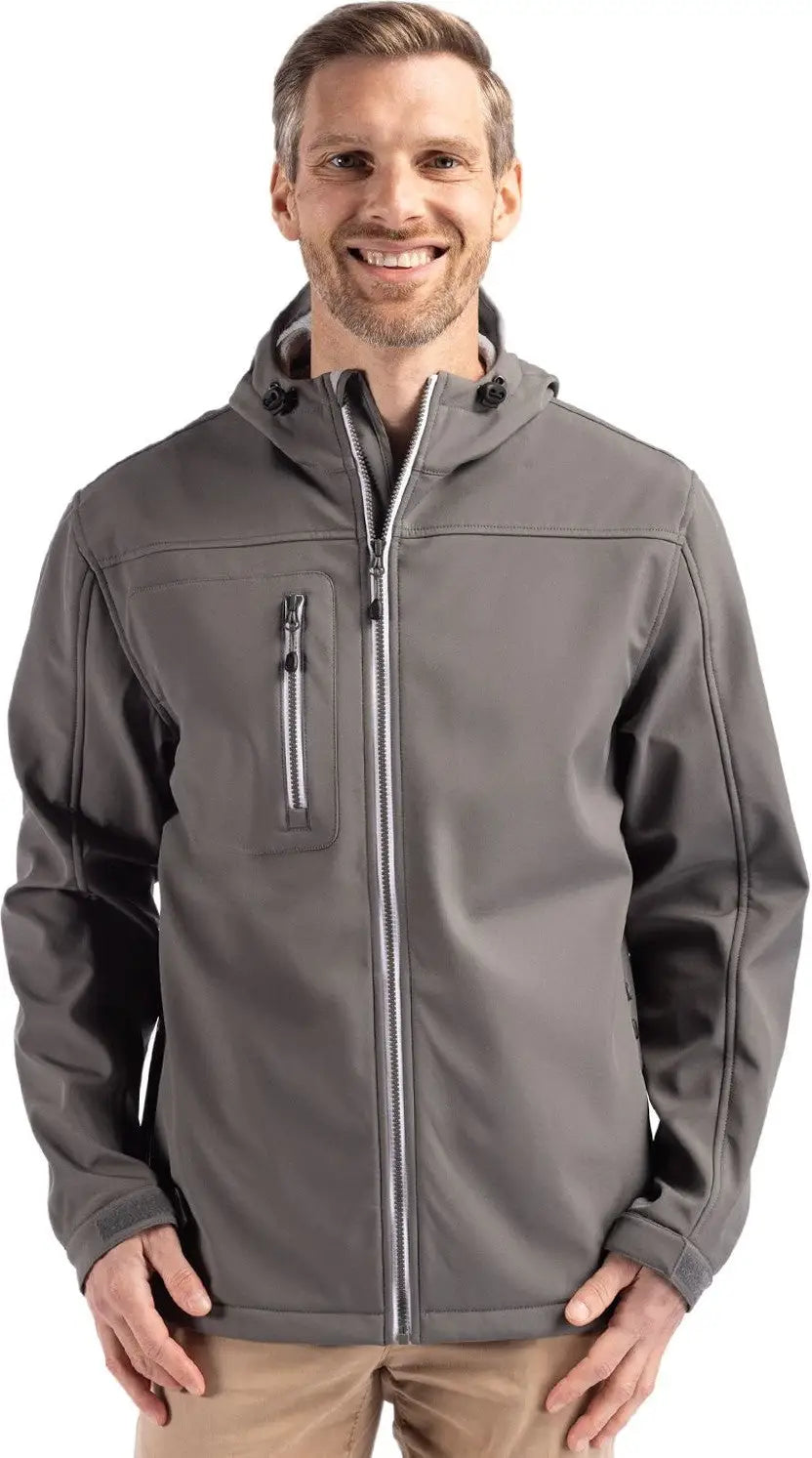 Clique Mqo00075 Telemark Eco Stretch Softshell Full Zip Mens Hooded Jacket - Pure Slate - Adult s