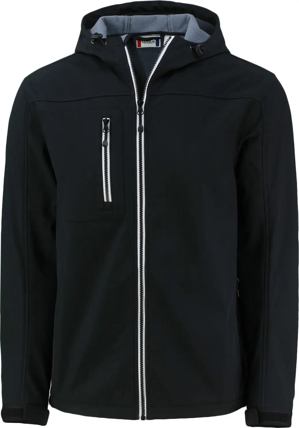 Clique Mqo00075 Telemark Eco Stretch Softshell Full Zip Mens Hooded Jacket - Black