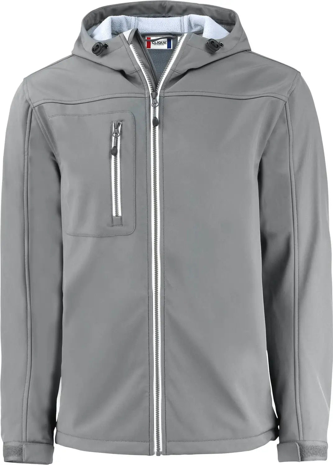 Clique Mqo00075 Telemark Eco Stretch Softshell Full Zip Mens Hooded Jacket - Pure Slate